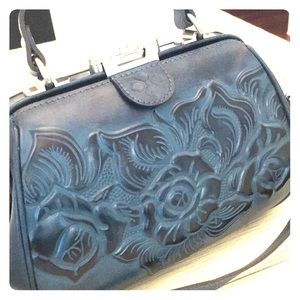 Patricia Nash Grachi satchel  leather tooled roses